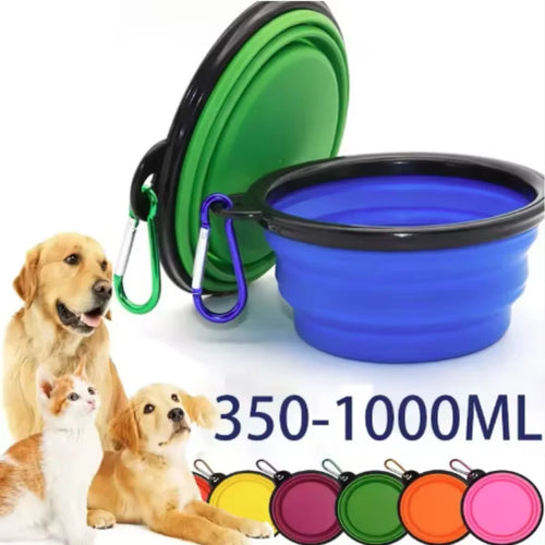Comedouro Portátil para Pets — Silicone Dobrável para Viagem