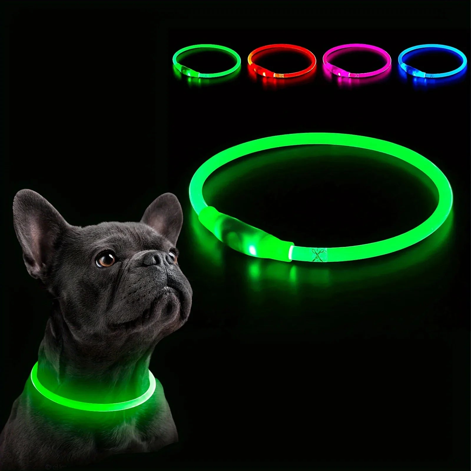 Coleira LED para Cães — USB Recarregável e Refletiva