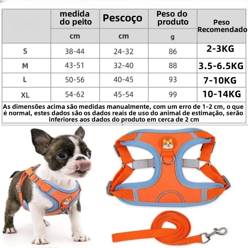 Conjunto Coleira Tipo Colete para Cães e Gatos