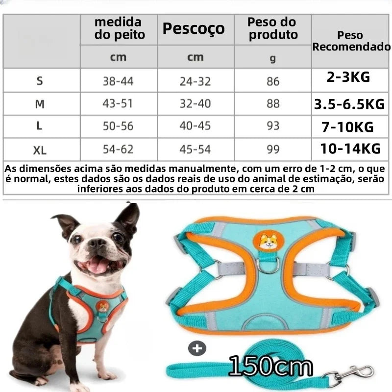 Conjunto Coleira Tipo Colete para Cães e Gatos