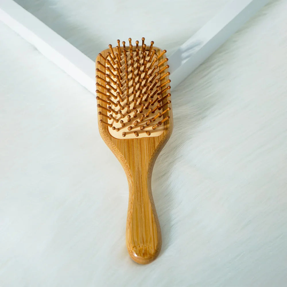 Escova de Bambu com Pente Integrado - Massagem Capilar Natural