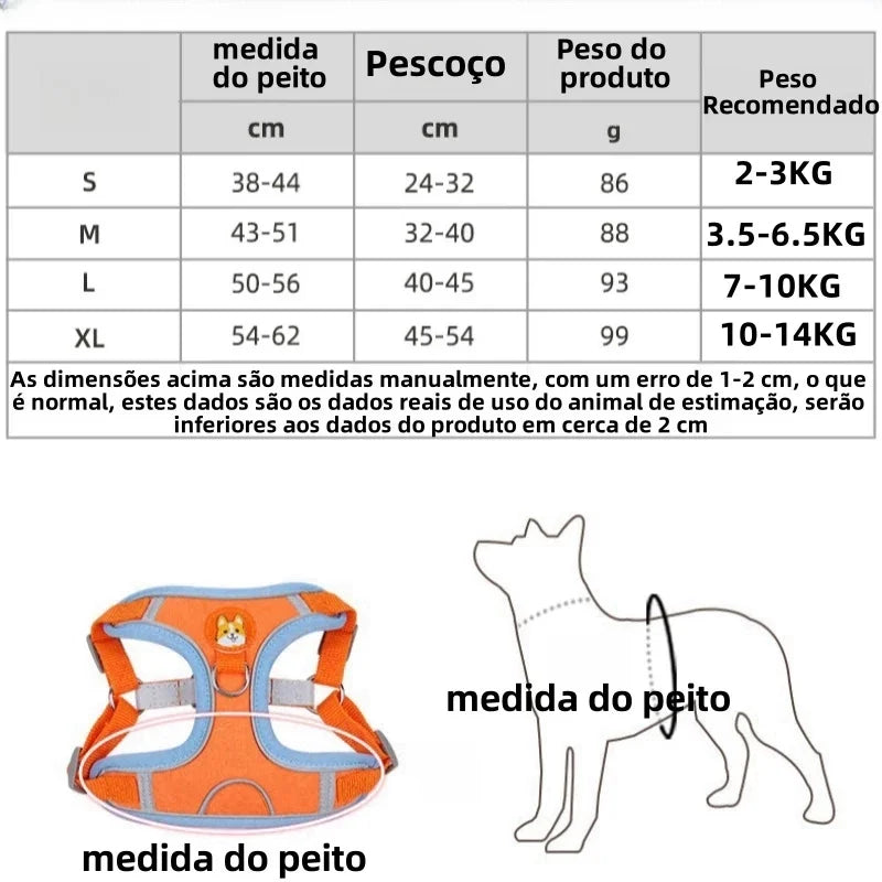 Conjunto Coleira Tipo Colete para Cães e Gatos