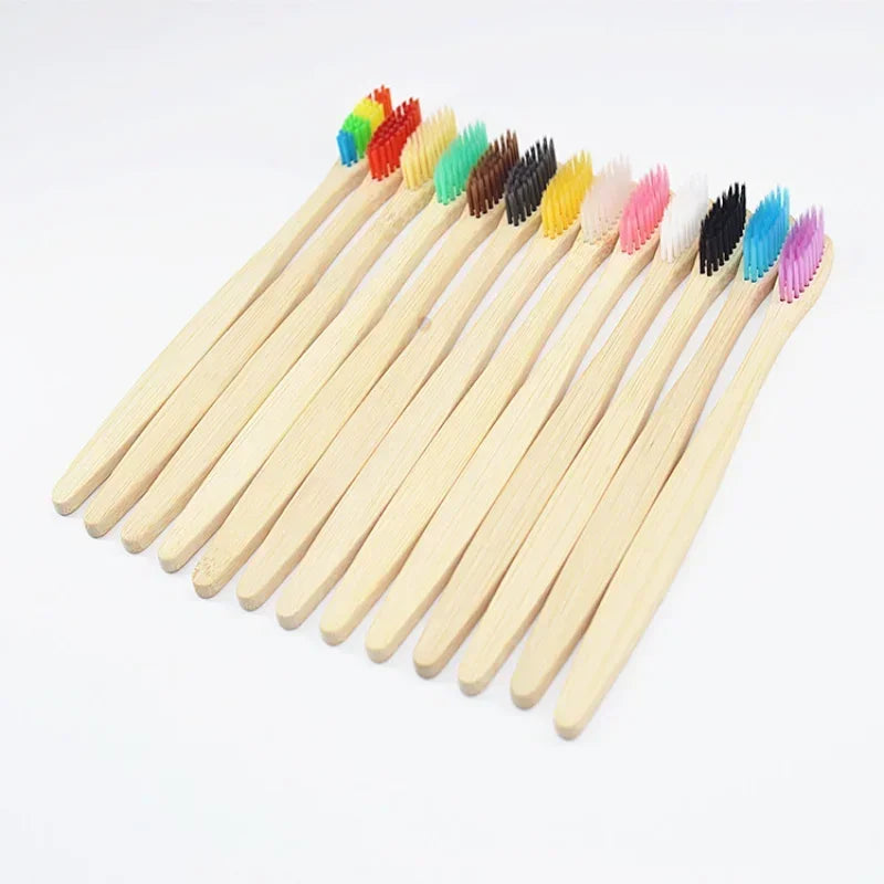 Kit 10 Escovas de Dente de Bambu — Coloridas e Ecológicas