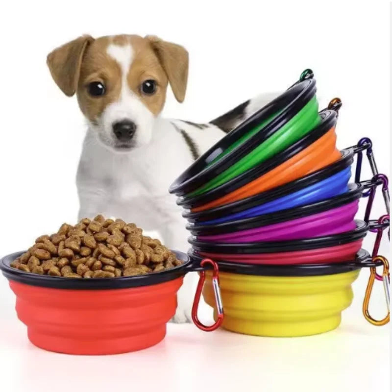 Comedouro Portátil para Pets — Silicone Dobrável para Viagem