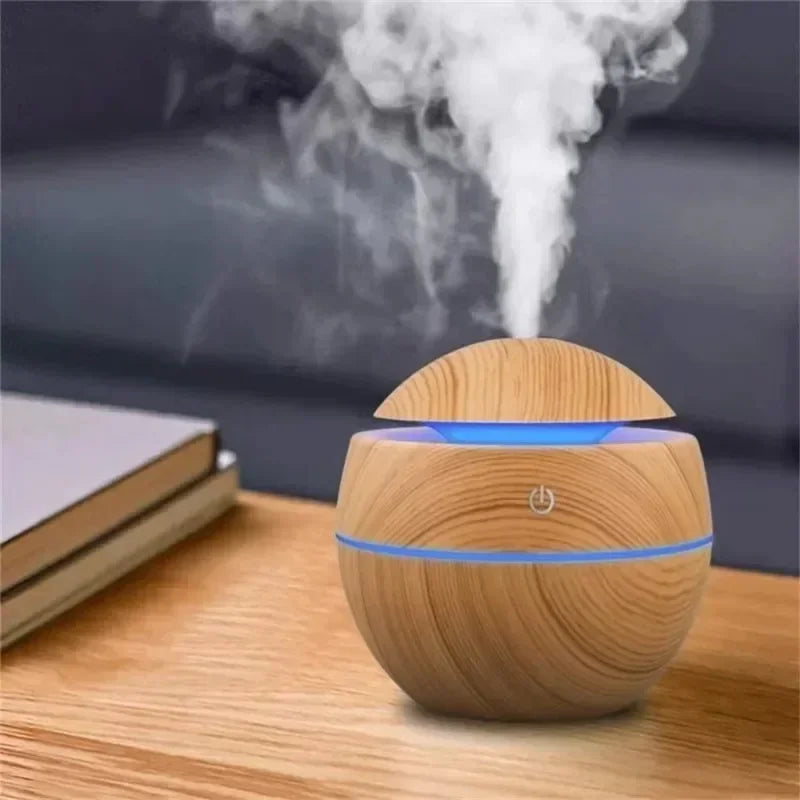 Difusor de Aromas Ultrassônico — Design Madeira USB