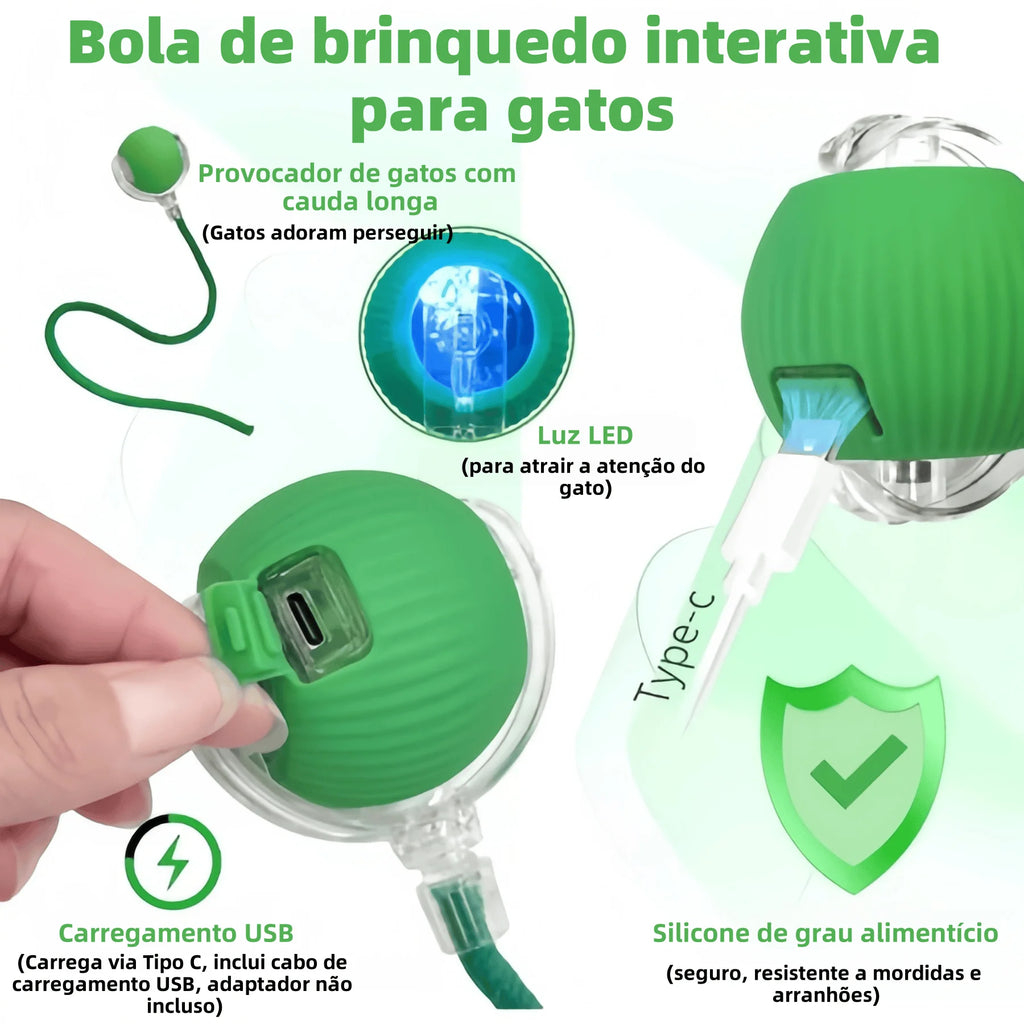 Bola Elétrica Interativa para Gatos e Cães